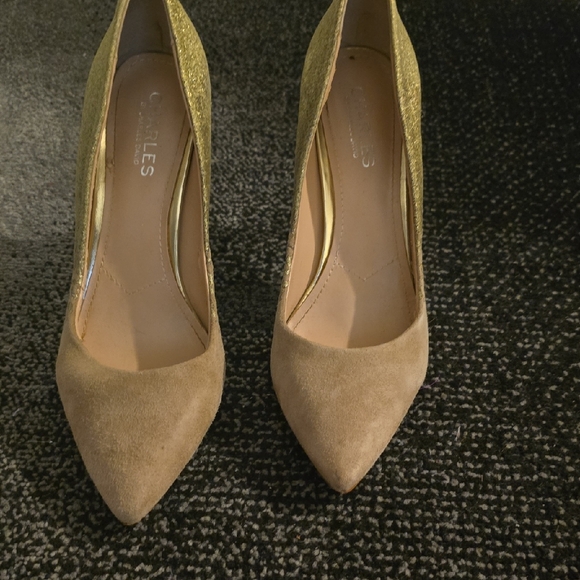 Charlies Shoes - Charlies Glamorous Gold and Tan Heels